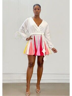 Posh Shoppe Stacey Rainbow Mini Dress- 3X